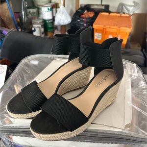Black Wedge Sandals